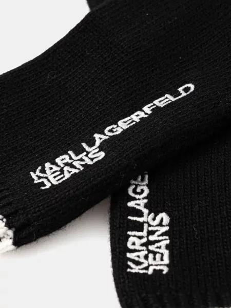 Шерстяные перчатки Karl Lagerfeld Jeans черные