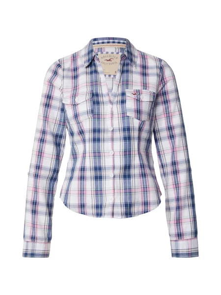 HOLLISTER Bluză bleumarin / roz alb