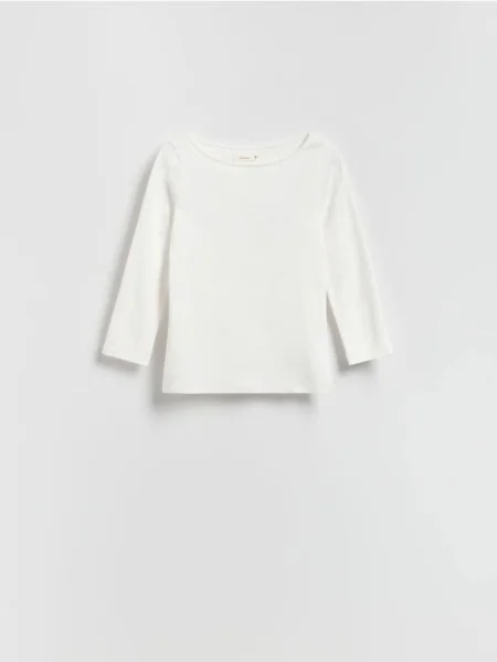 Reserved Tricou cu mânecă lungă din alb