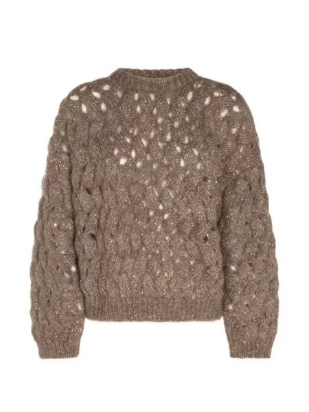 Pulover Brunello Cucinelli cu paiete maro