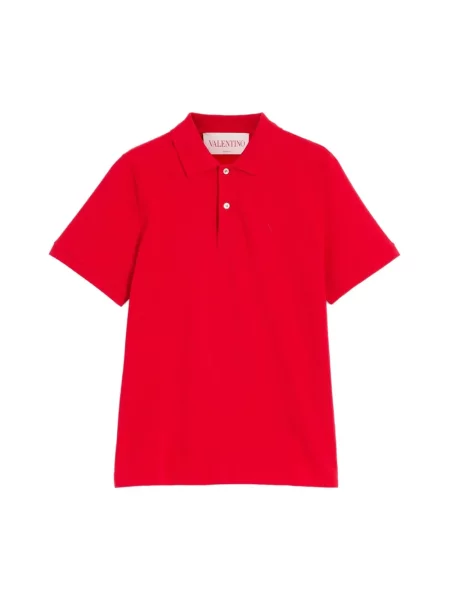 Lniana koszulka polo Valentino Garavani casual czerwona