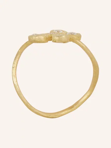 Elhanati Pierścionek Small Flower gold biały