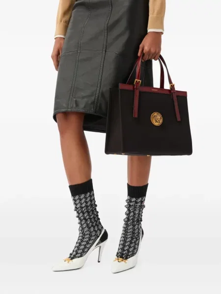Geantă shopper Versace din canvas negru