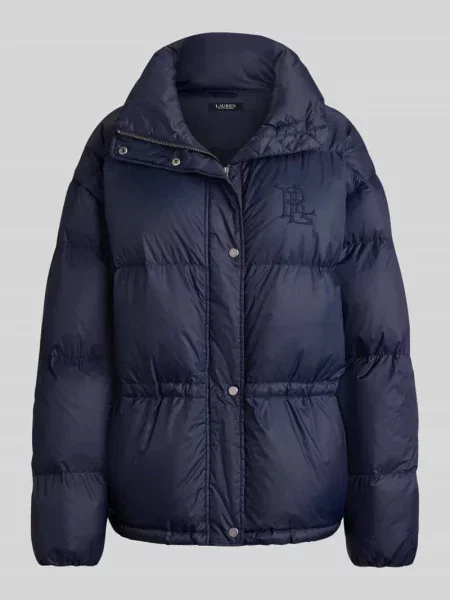 Płaszcz pikowany o kroju regular fit ze ściągaczem w talii model WOVEN-PUFFER-COAT' Lauren Ralph Lauren granatowy