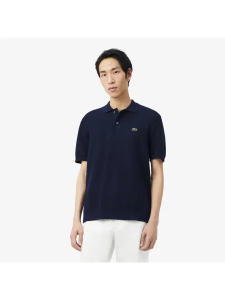 Lacoste Classic Fit Dzianinowa Koszulka Polo granatowy