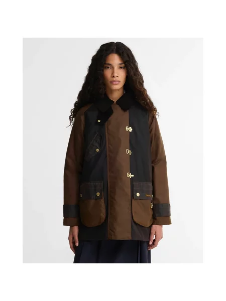 Woskowana kurtka Barbour w kratę brązowa