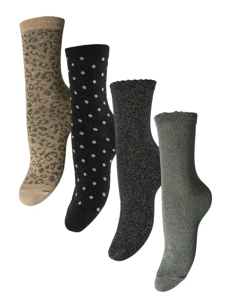 PIECES Șosete PCSEBBY bej / oliv negru