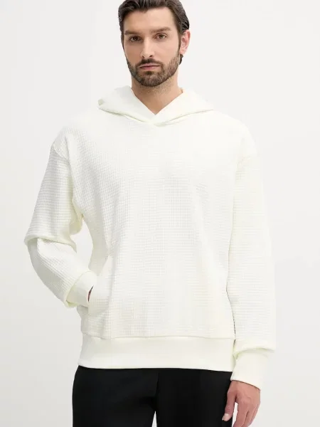 Bombažen pulover adidas All SZN s kapuco bež