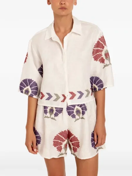 Cămașă Greek Archaic Kori cu broderie alb
