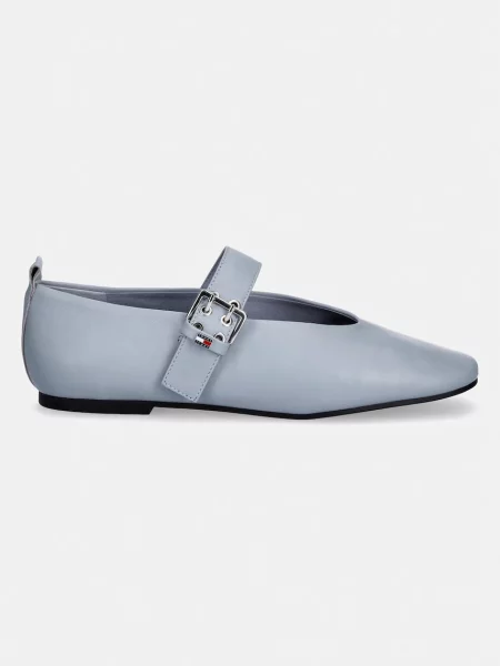 Tommy Jeans baleríny kožené TJW BALLERINA BUCKLE modrá