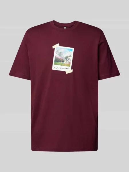 T-shirt z nadrukowanym motywem Adidas bordowa