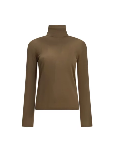 Sweter z golfem Max Mara wełniany brązowy