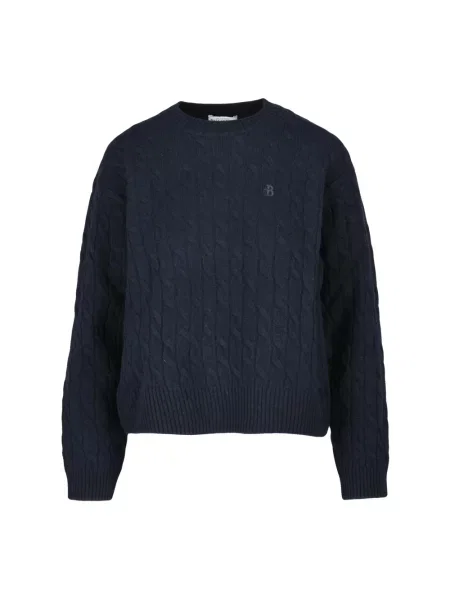 Sweter Ballantyne wełniany z okrągłym dekoltem czarny