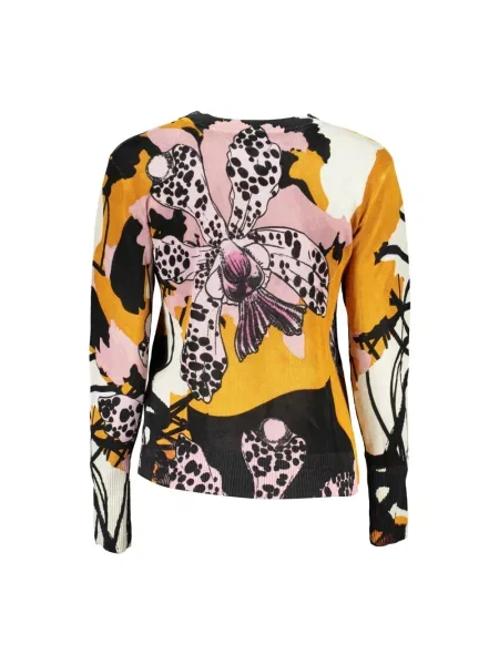 Wielobarwność sweter Desigual z długim rękawem różowy