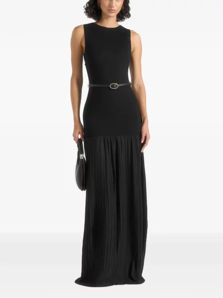 Cu centură rochie maxi Manière De Voir cu decolteu rotund din crep negru
