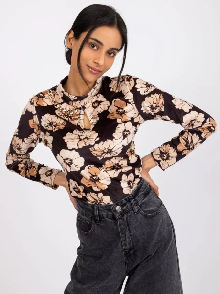 Bluză Fashionhunters cu model floral negru