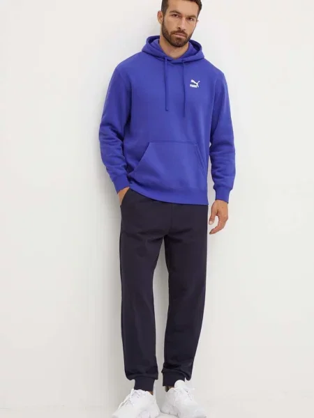 Puma bluza Classics z kapturem z nadrukiem fioletowy