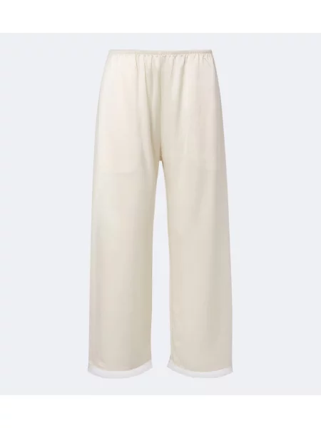 Pantaloni Leset din satin alb