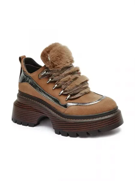 Michael Kors De piele botine cu platformă Shiloh maro