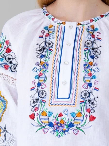 Лляна Вишита сорочка Едельвіка білий