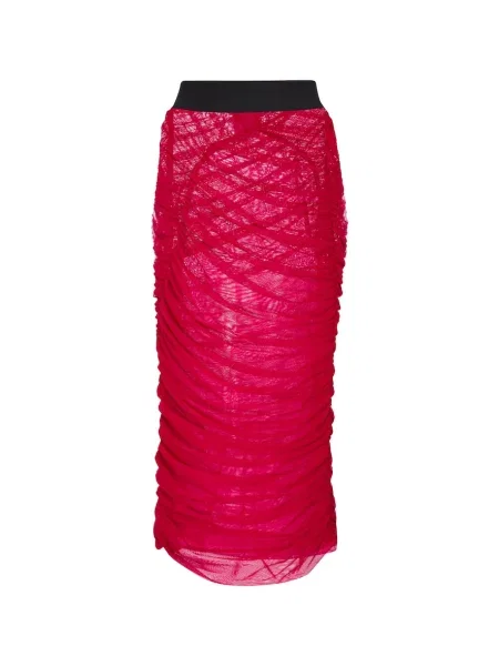 Fustă midi Dries Van Noten plasă până la genunchi roz