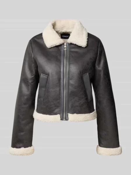 Kurtka o kroju regular fit z imitacji skóry model ‘BETTY’ Only szara