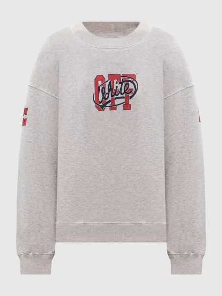 Меланжевий світшот з принтом логотипа Off-white бежевий