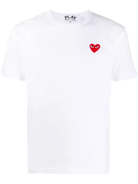 Tricou Comme Des Garcons Play cu aplicații alb