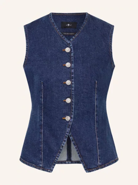 7 For All Mankind Džínová Vesta tmavě modrá