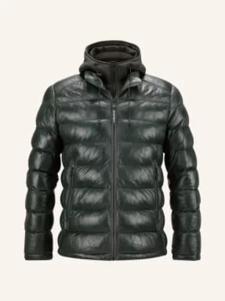 Milestone Kurtka Pikowana Mscallisto Ze Skóry Z Odpinanym Kołnierzem gruen