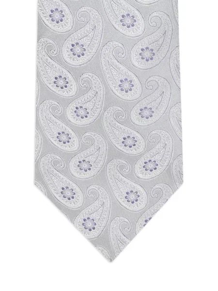 Cravată Etro cu model paisley din jacard gri