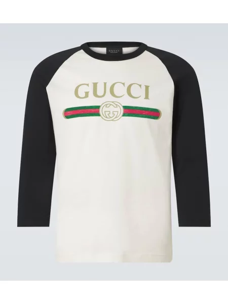 Tricou Gucci de mătase cu autograf alb