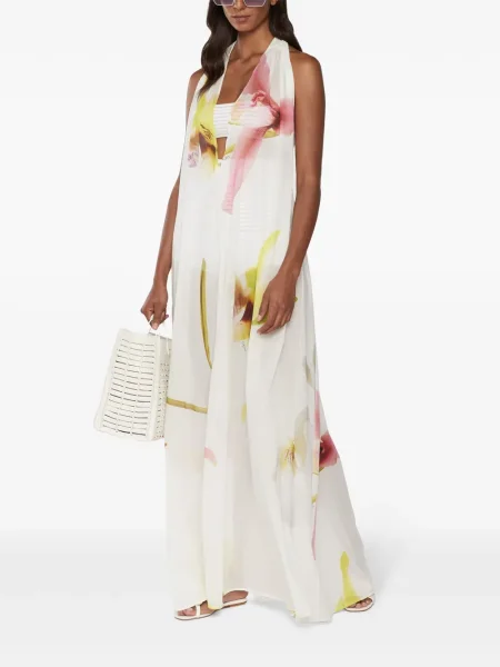 Rochie maxi Genny cu model floral alb