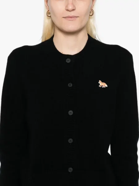 Cardigan Maison Kitsune cu broderie negru