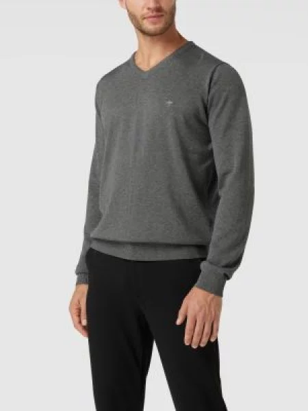 Sweter z dekoltem w serek Fynch-hatton srebrny