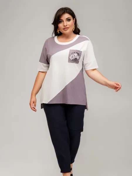 Футболка All Posa бузковий бавовна/поліестер