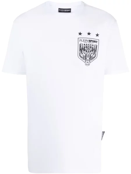 Tricou Plein Sport cu dungi de tigru alb