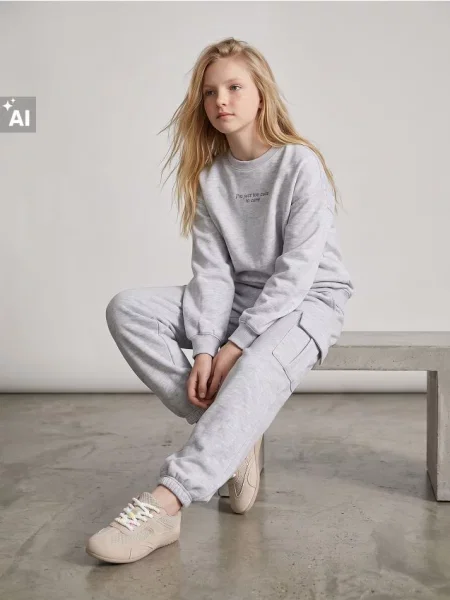 Sinsay Jogger kalhoty s bavlnou šedá