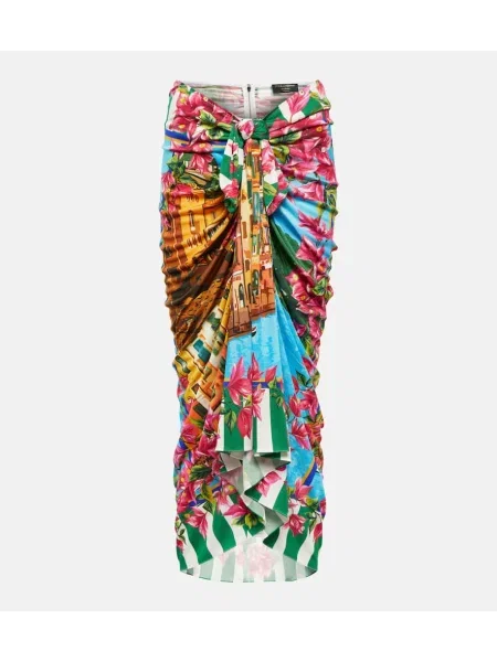 Svileno midi krilo Dolce&gabbana z volani