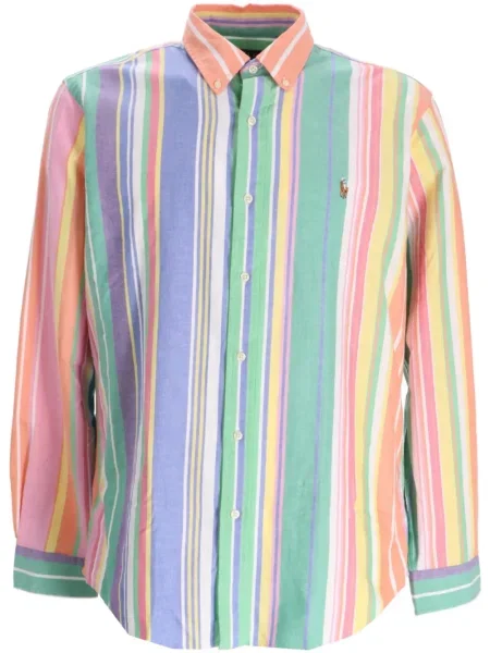 Polo Polo Ralph Lauren cu broderie de in cu dungi alb