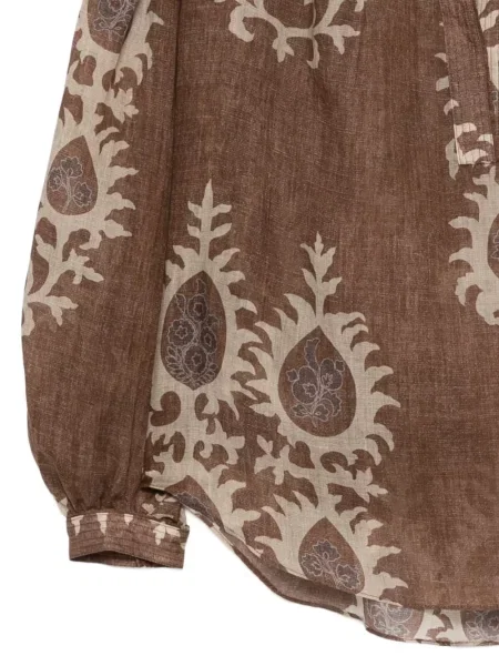 Bluzka Bazar Deluxe w kwiatki z nadrukiem brązowa