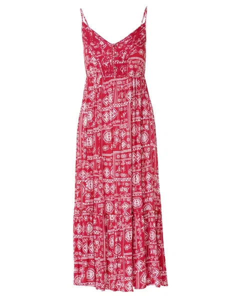 KOROSHI Rochie de vară roșu rodie alb