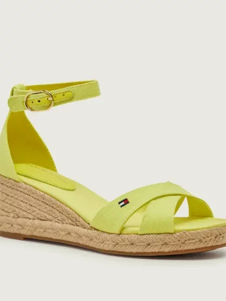 Pantofi Tommy Hilfiger cu pană cu bretele galben