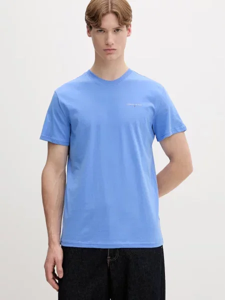 T-shirt o kroju regular fit z czystej bawełny Tommy Jeans niebieska