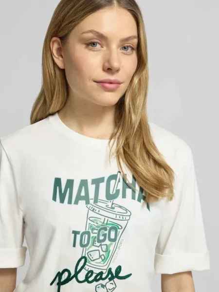 T-shirt w kroju slim fit z nadrukiem z motywem Marc Cain biała