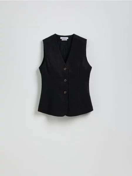 Reserved Kamizelka z tkaniną ramia czarny