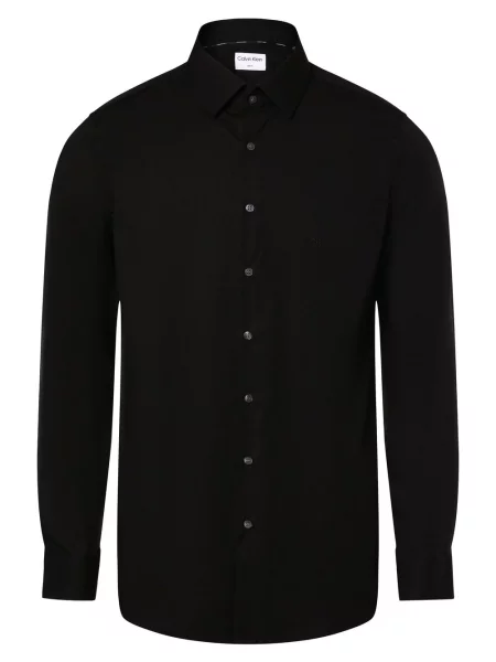 Calvin Klein Koszula Mężczyźni Slim Fit jednolity 44 czarny