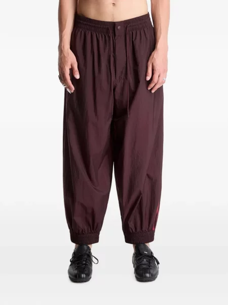 Pantaloni Y-3 cu dungi alergare maro