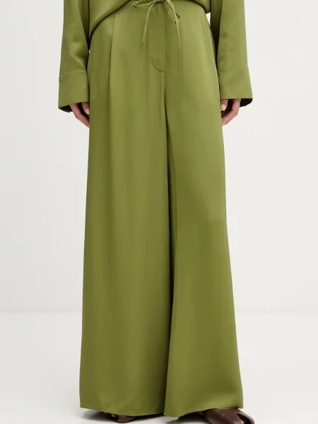 Marc O'Polo pantaloni wide leg pentru femei din vâscoză verde