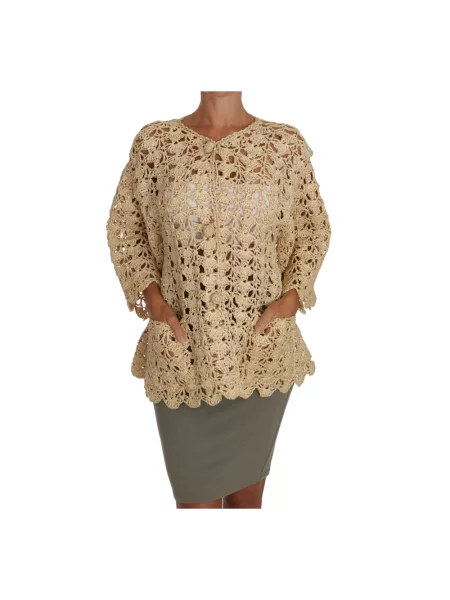 Haftowany sweter Dolce And Gabbana beżowy
